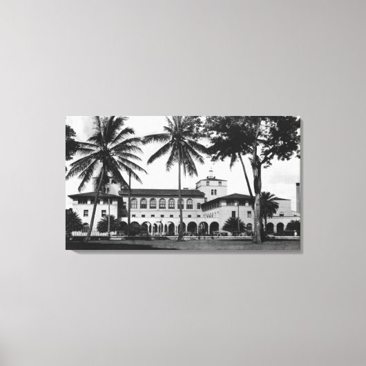 Honolulu, Uitzicht Hawaii van de Bondsdag en Post Canvas Afdruk (Voorkant)