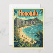 Honolulu - Urban Hawaii Beach Briefkaart (Voorkant / Achterkant)