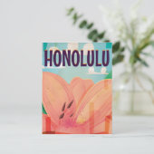 honolulu Vintage Travel Poster Briefkaart (Staand voorkant)
