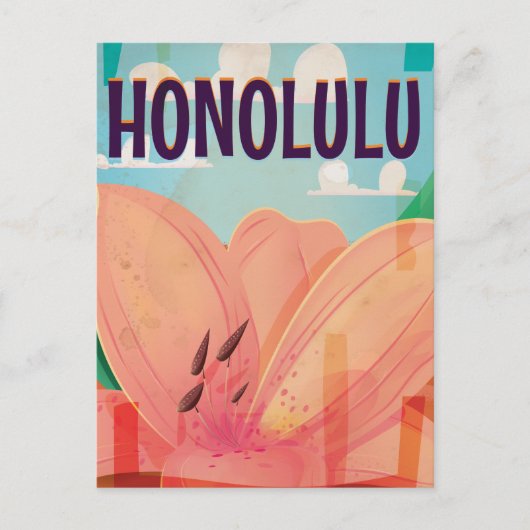 honolulu Vintage Travel Poster Briefkaart (Voorkant)