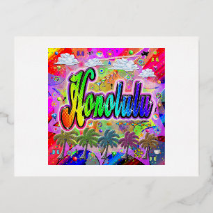 Honolulu Vista Express-Briefkaart Folie Feestdagen Briefkaart