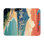 Honolulu Waikiki Beach Hawaii Panorama Uitzicht Be Magneet (Horizontaal)