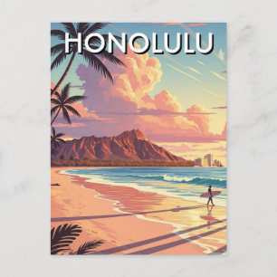 Honolulu Waikiki Beach Oahu Hawaii Reizen Briefkaart