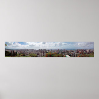 Honolulu Waikiki Diamond 3D Anaglyph Panorama Poster