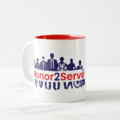 Honor2Serve Tweekleurige Koffiemok (Voorkant links)