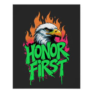 Honor First Bald Eagle Patriottisch Verenigde Stat Perfect Poster