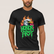 Honor First Bald Eagle T-shirt Patriottisch Vereni
