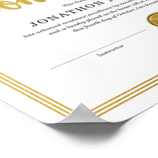 Honor Roll Certificate Poster (Hoek)