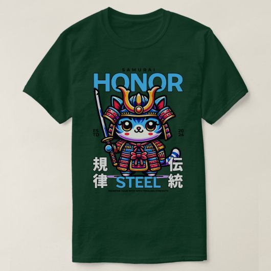 Honor Samurai kat Worrior T-shirt (Design voorkant)