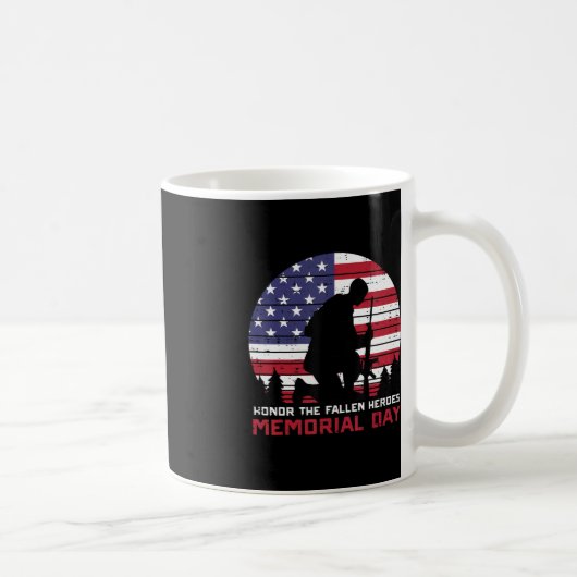 Honor the Fallen Heroes Memorial Day US Flag Manne Koffiemok (Rechts)