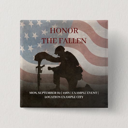 Honor The Fallen Vierkante Button 5,1 Cm (Voorkant)