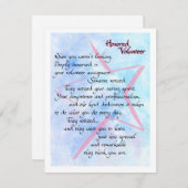 Honor Volunteer Carte de remerciements (Devant / Derrière)