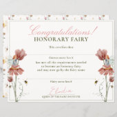 Honorary Fairy Eerste  Bloemen Certificaat (Voorkant / Achterkant)