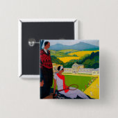 Honore Les Bains  Poster Europe Vierkante Button 5,1 Cm (Voorkant /achterkant)