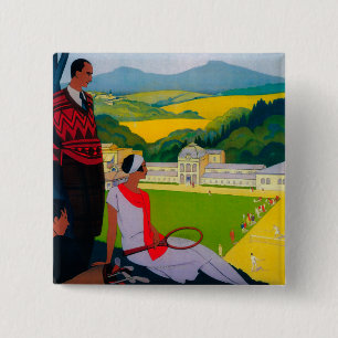 Honore Les Bains  Poster Europe Vierkante Button 5,1 Cm