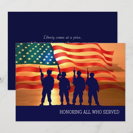 Honorer tous ceux qui ont servi. Cartes plates de  (Devant / Derrière)