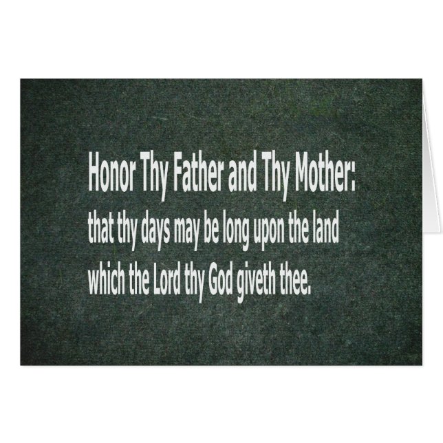 Honorez Thy père et Thy mère (Devant horizontal)
