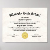 Honours High School Diploma Replica Poster (Voorkant)