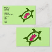 Honu avec la ketmie fleurit des cartes de visite (Devant / Derrière)