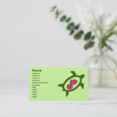 Honu avec la ketmie fleurit des cartes de visite (Debout devant)