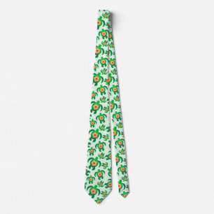 Honu Green Zee Turtles Hibiscus Flowers Stropdas