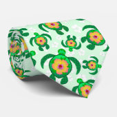 Honu Green Zee Turtles Hibiscus Flowers Stropdas (Opgerold)