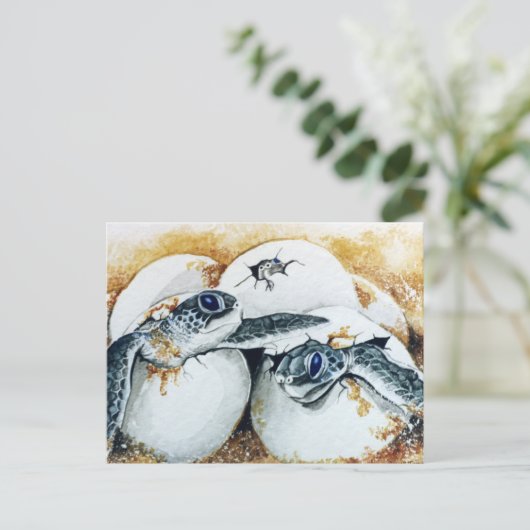 Honu Hatchling Eggs (groene Zee schildpad) Briefkaart (Staand voorkant)