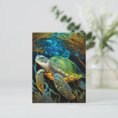 Honu Haven Glas in lood Water Briefkaart (Staand voorkant)