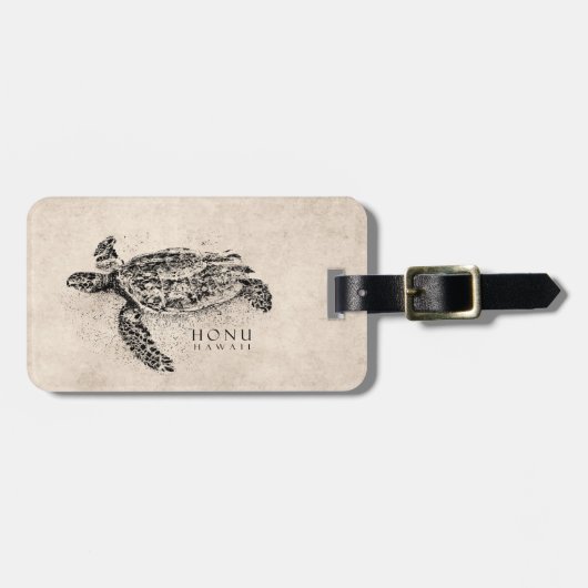 Honu Hawaiian Zee Turtle on Parchment Bagagelabel (Voorkant horizontaal)