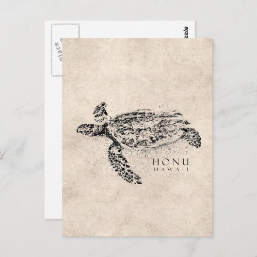 Honu Hawaiian Zee Turtle on Parchment Briefkaart (Voorkant / Achterkant)