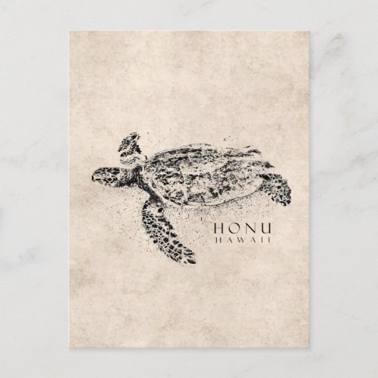 Honu Hawaiian Zee Turtle on Parchment Briefkaart