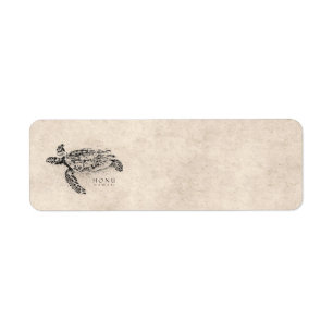 Honu Hawaiian Zee Turtle on Parchment Etiket