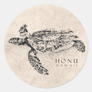 Honu Hawaiian Zee Turtle on  Parchment Ronde Sticker