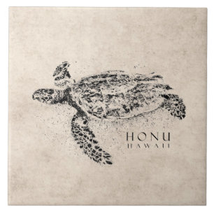 Honu Hawaiian Zee Turtle on  Parchment Tegeltje