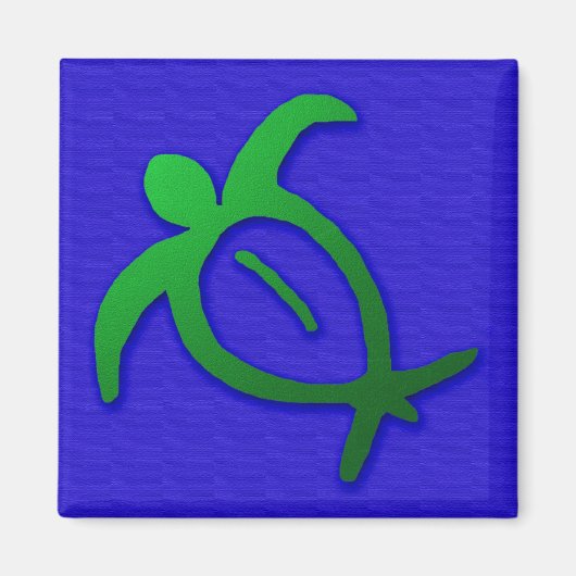 Honu Petroglyph Hawaïen sur Blue Magnet (Devant)