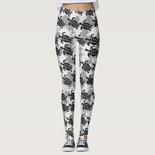 Honu Zee Turtle Hawaiian Aloha Silver Leggings (Voorkant)
