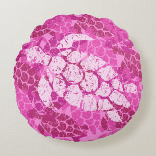 Honu Zee Turtle Hawaiian Omkeerbaar Roze Rond Kussen