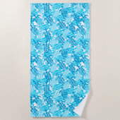 Honu Zee Turtle Hawaiian Tapa-Turquoise Strandlaken (Voorkant)