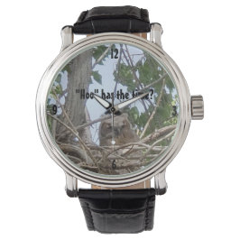 "Hoo" heeft de tijd | Owlet Perched in Tree Foto Horloge