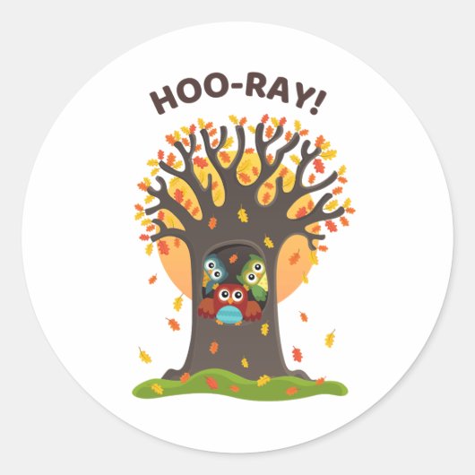 Hoo-Ray Pun Ronde Sticker (Voorkant)