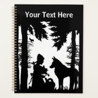 Hood à cheval en silhouette noire en Wolf Woods