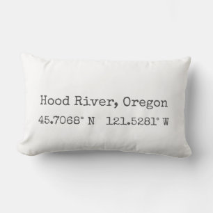 Hood River, Oregon Coördinaten Lendenkussen Kussen