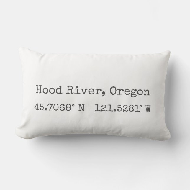 Hood River, Oregon Coördinaten Lendenkussen Kussen (Voorkant)