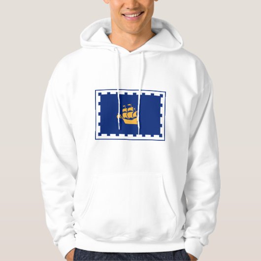 Hooded Sweatshirt with Flag of Quebec City, Canada (Voorkant)