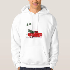 Hoodie, kleine rode vrachtwagen met kerstboom hoodie