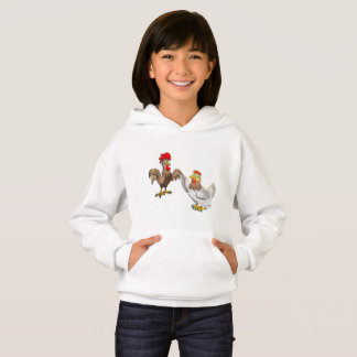 Hoodie met een kip en een rooster