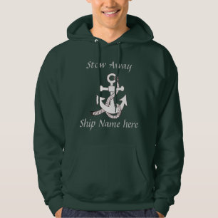 Hoodie - Schip Anker met Naam en Rank Dark