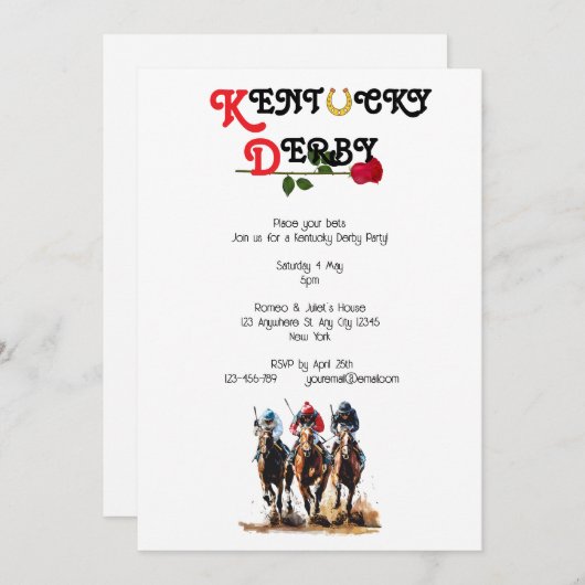Hoof Kentucky Derby Invitation (Devant / Derrière)
