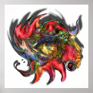 Hoofd antieke inkt poster