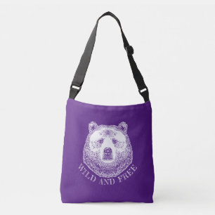 Hoofd beer, vrij en vrij, handtekening afbeelding crossbody tas